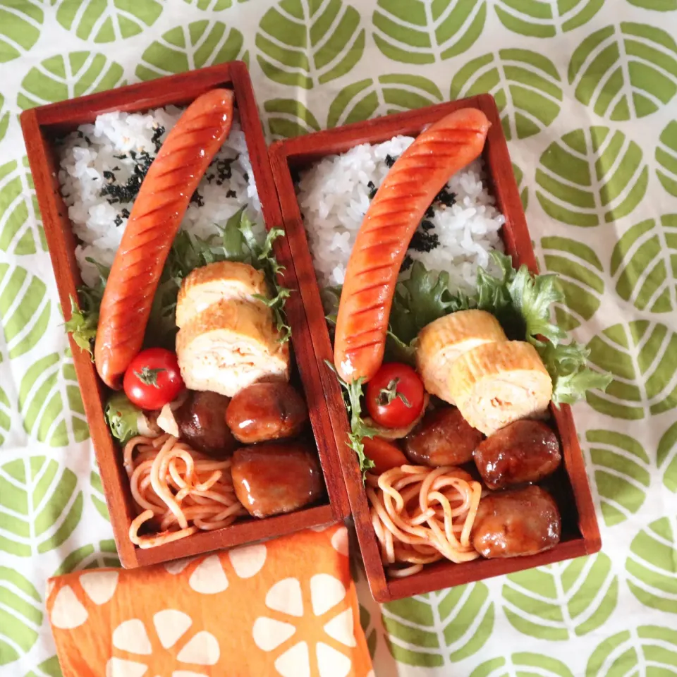 高校生男子＆中学生男子弁当🍱レトルト肉団子でズボラ飯😁|なかじー。さん