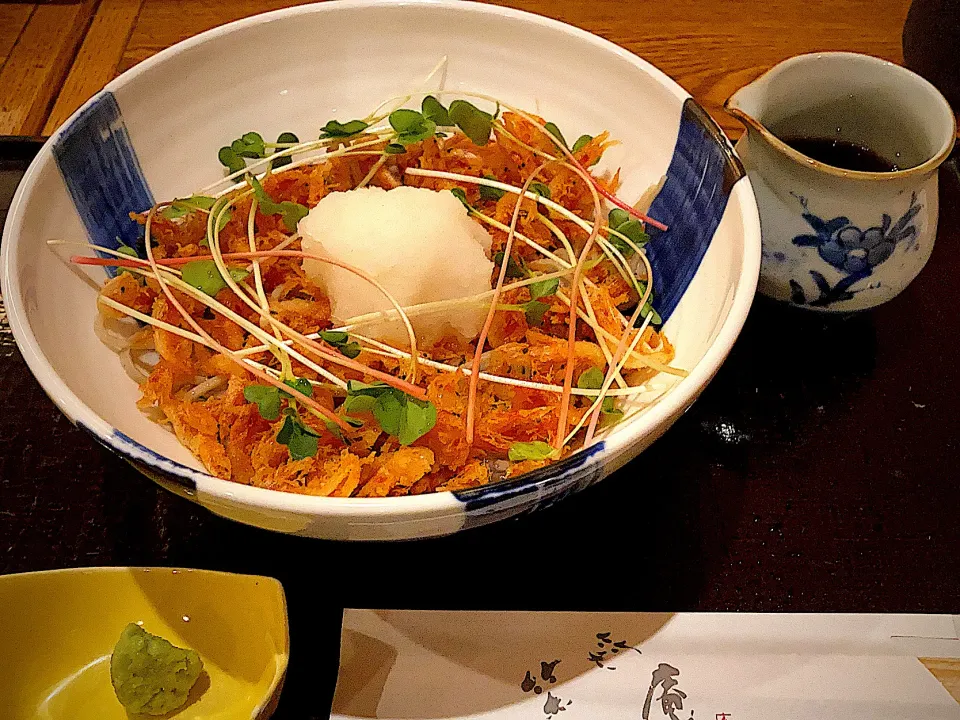 本日の夕飯🥢桜海老天ぷらおろしそば　笑笑庵|ジュンコ バイヤーさん