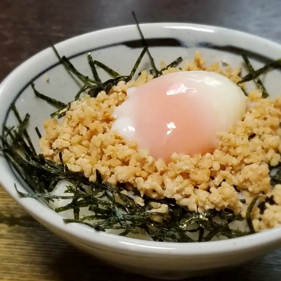 Snapdishの料理写真:パパ盛付け👨鶏そぼろ丼|ぱんだのままんさん