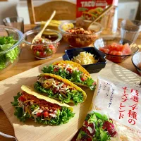 タコス🌮シェルでタコライス🍚🌮ルビーグレープフルーツのゴロゴロ果肉入りゼリー