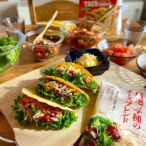 「厳選4種のチーズブレンド」を使ってみたSnapdishの料理・レシピ写真:タコス🌮シェルでタコライス🍚🌮ルビーグレープフルーツのゴロゴロ果肉入りゼリー