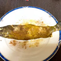 Snapdishの料理写真:ヤマメのインドスパイス蒸し焼き|もたぷーさん