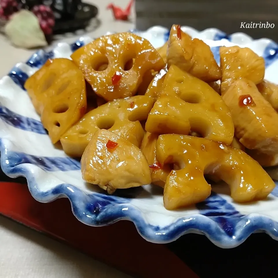 蓮根と鶏胸肉のスイチリ照り焼き こっくりエスニック風|Kaorinboさん