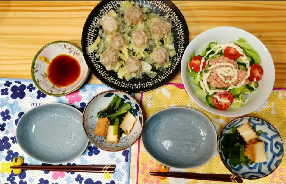 包まないシュウマイ
サラダ
小松菜と厚揚げの煮浸し|ひろゴーヤさん