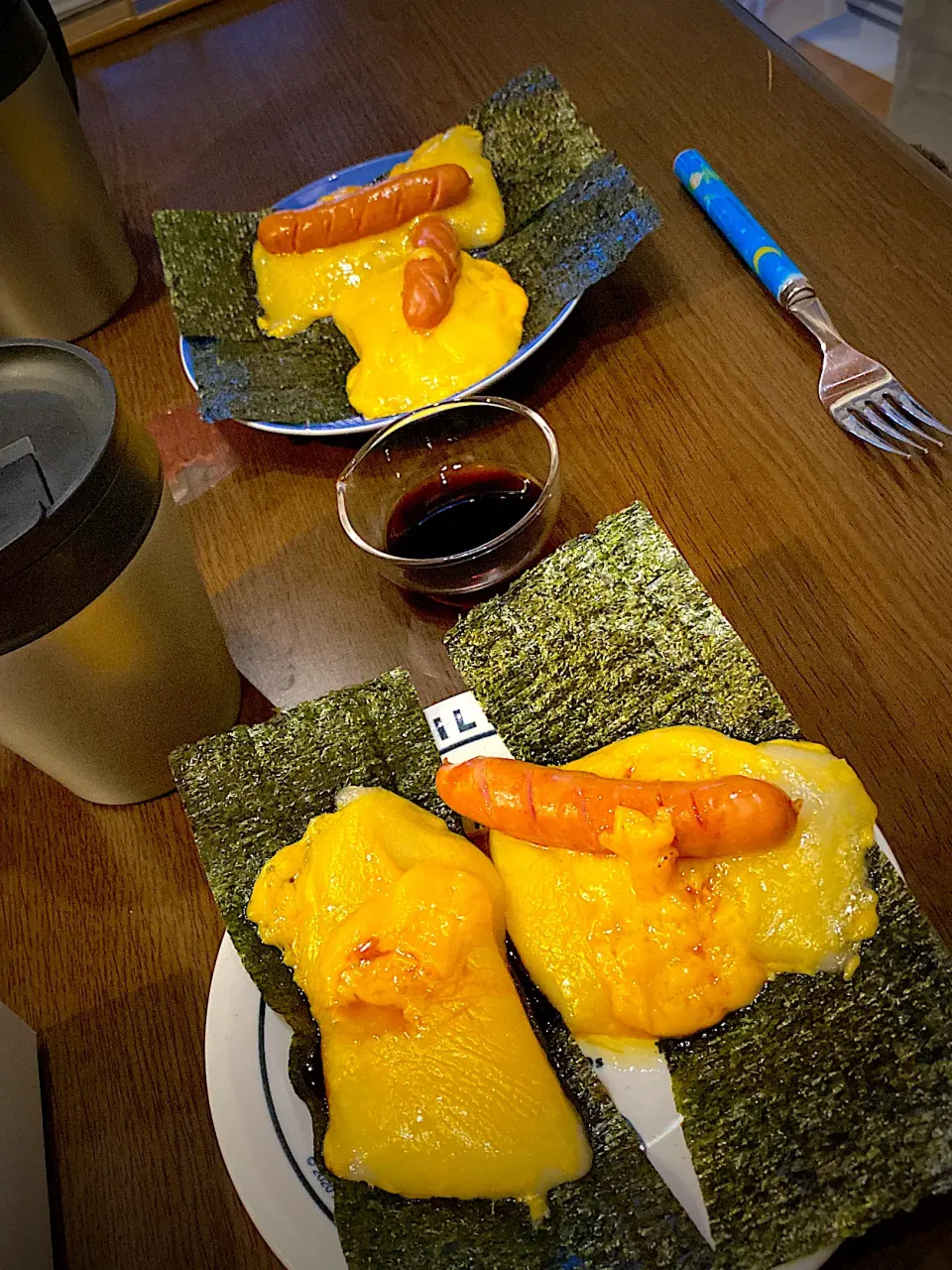 チェダーチーズウインナー焼き餅　焼き海苔　コーヒー☕️|ch＊K*∀o(^^*)♪さん