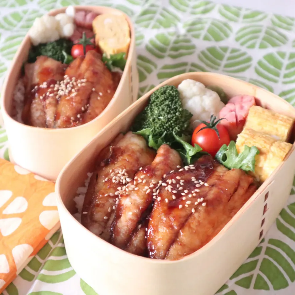 高校生男子＆中学生男子弁当🍱鯵の蒲焼き|なかじー。さん