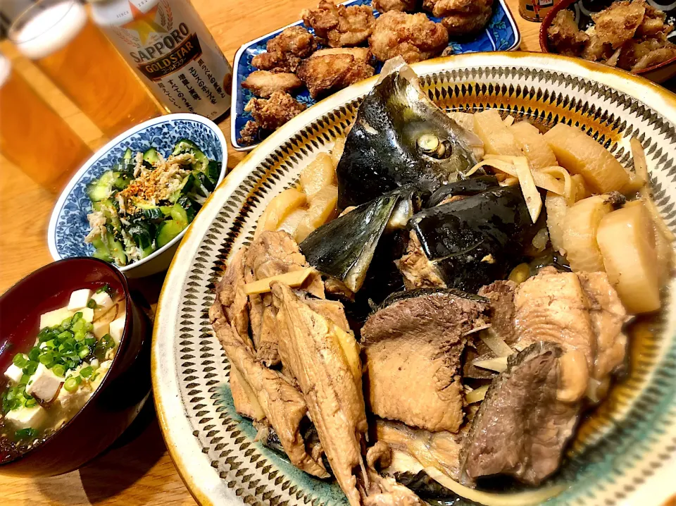 かぼすブリでぶり大根　胡瓜としらすの酢物　もずくと豆腐のすまし汁|じゅんさんさん