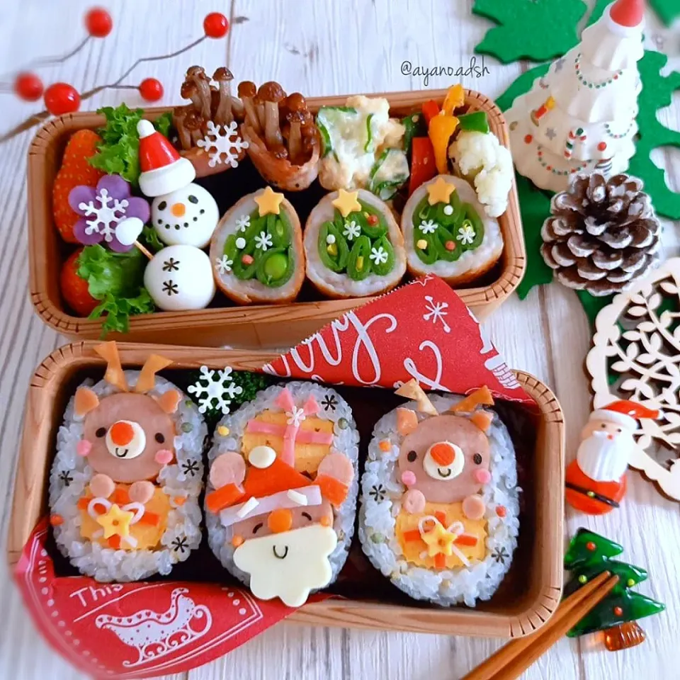 🎅サンタとトナカイのプレゼント🎁
クリスマスおにぎらず弁当|ayano.adshさん