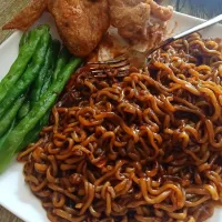 Snapdishの料理写真:Korean Noodles ,Chicken Wings with Beans🥰|lulu zonioさん