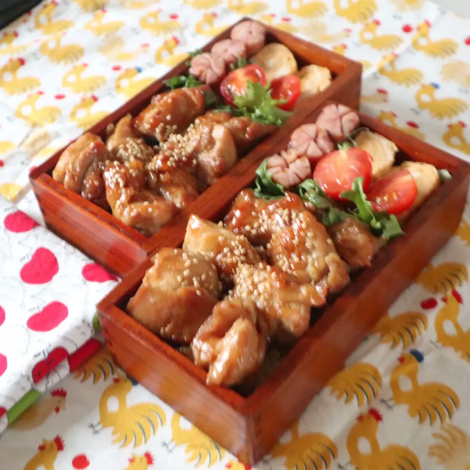 高校生男子＆中学生男子弁当🍱焼き鳥丼|なかじー。さん