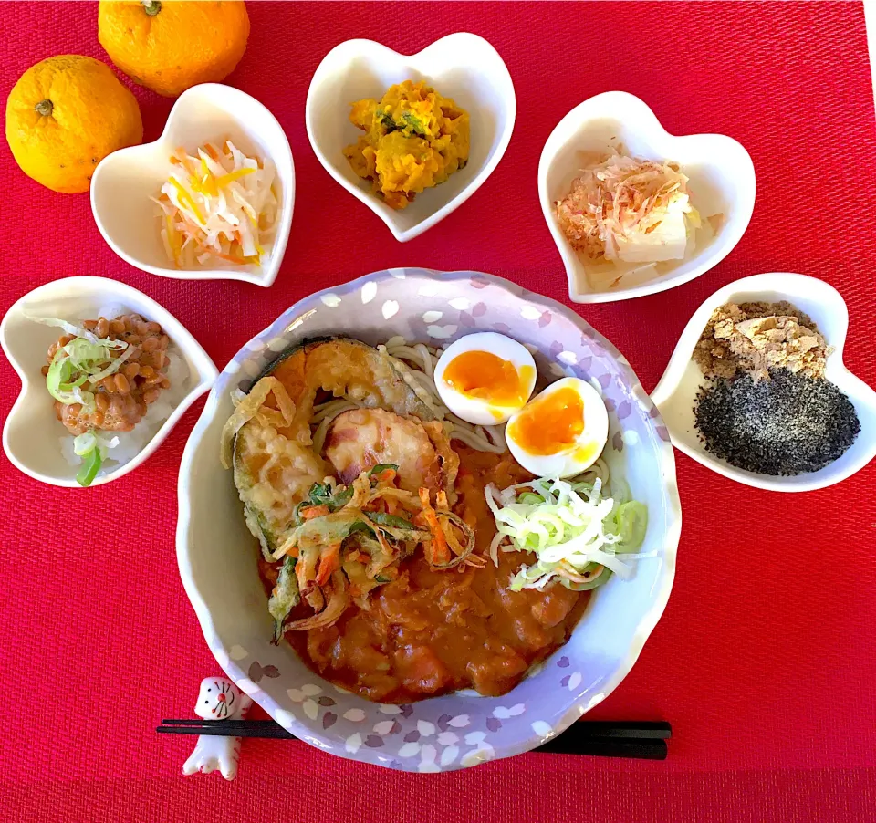 Snapdishの料理写真:朝ごはん💪天ぷらカレーうどん🍛|HAMI69さん