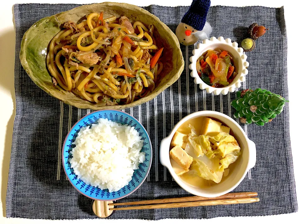 ✳︎焼うどん✳︎白菜と厚揚げの煮浸し✳︎野菜炒め|syamさん