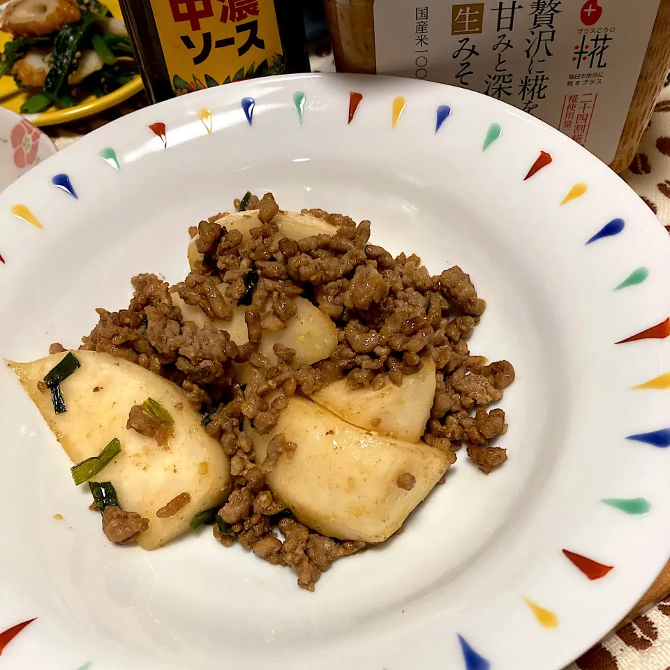 ミンチとカブの味ソース炒め|あさかさん