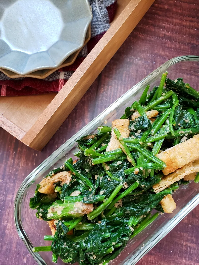 ほうれん草と油揚げのくるみ味噌あえ|こはるのスマイルごはんさん