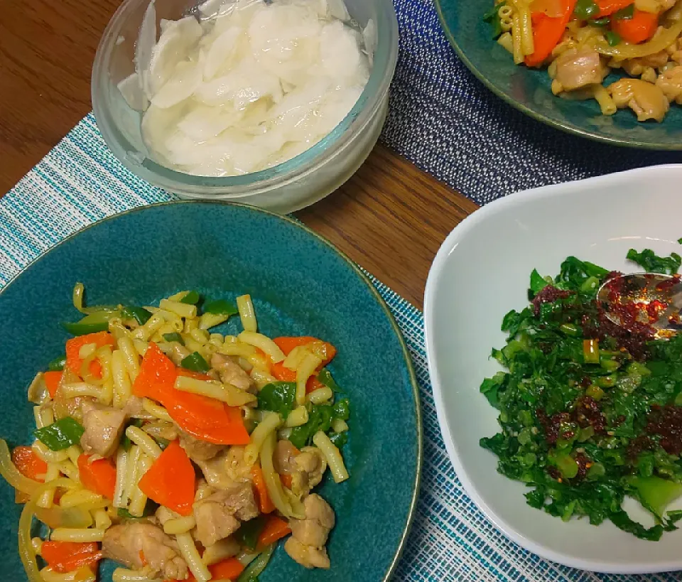 ◇チキンマカロニ(カレー風味)
◇カブの甘酢浸け
◇大根葉×麻辣|ぶるー子さん