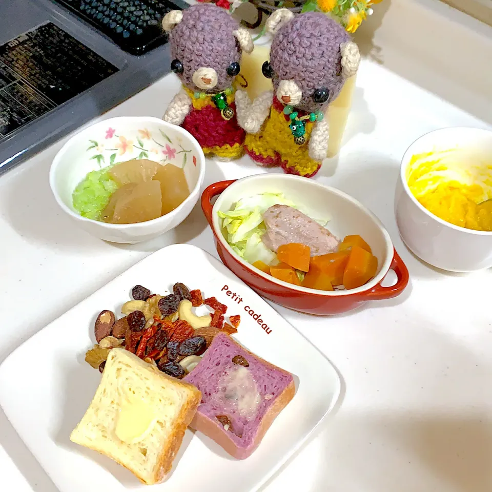 Snapdishの料理写真:朝ごぱん(￣∇￣)|chagashiさん