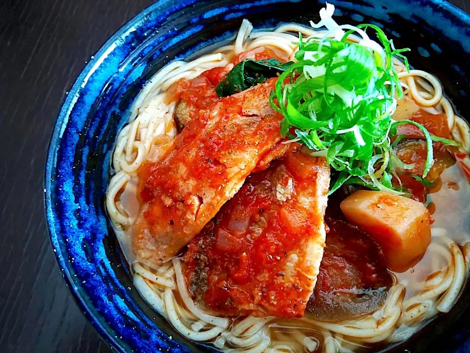 鯵と野菜のトマト煮込温めん|半田手延べそうめんの店 阿波や壱兆さん