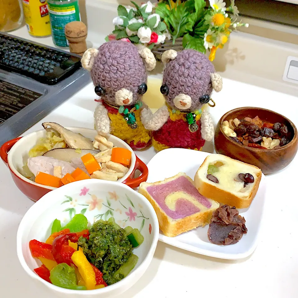 Snapdishの料理写真:朝ごぱん(￣∇￣)|chagashiさん