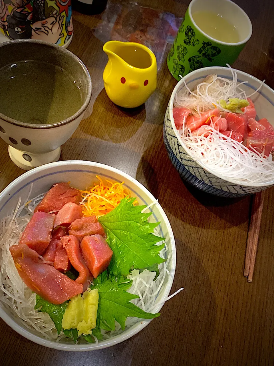 Snapdishの料理写真:鮪丼🍣🍃　煎茶🍵|ch＊K*∀o(^^*)♪さん