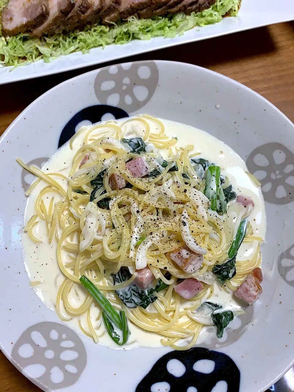 ほうれん草とベーコンのクリームパスタ|きょんさん