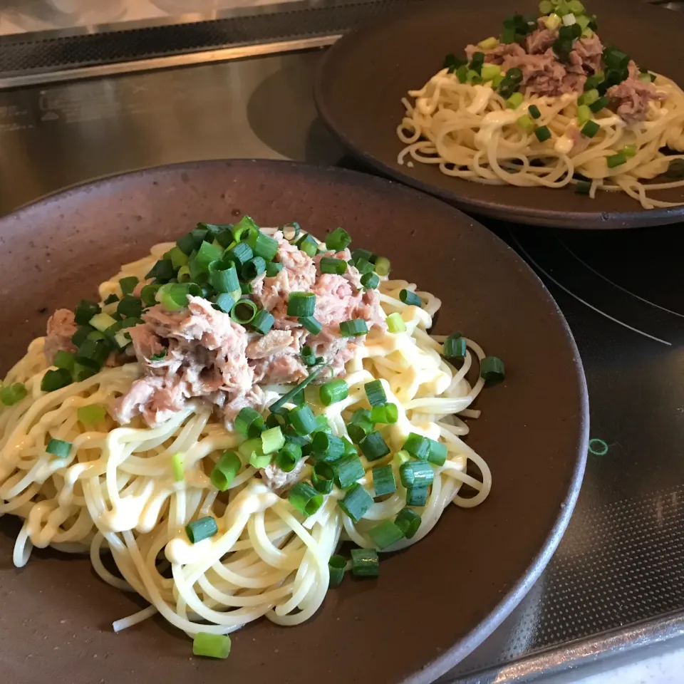 Snapdishの料理写真:ツナマヨポン酢パスタ|sanaeさん