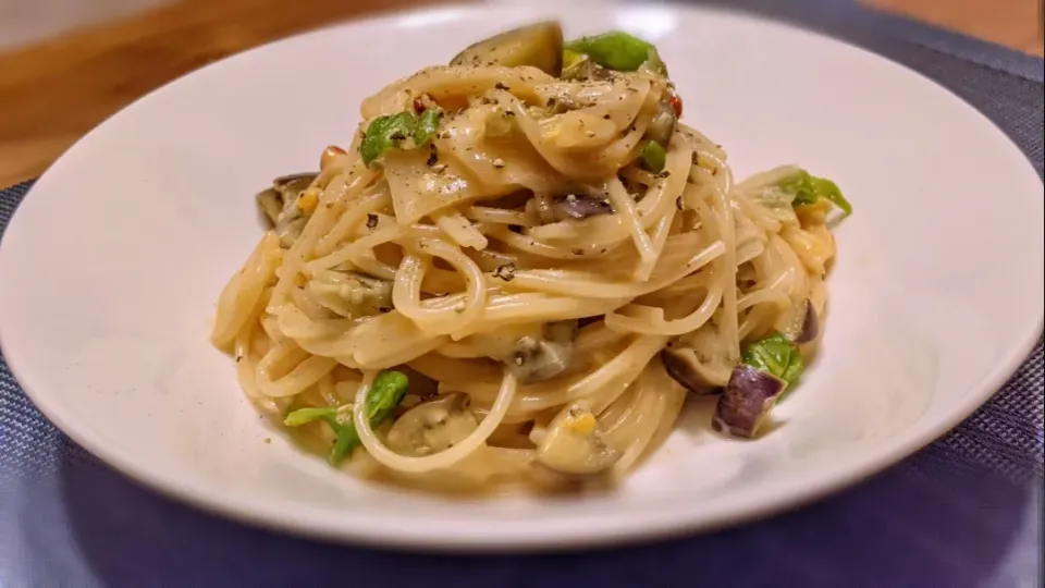 キムチクリームパスタ〜🍝
の晩ごはん✨|kaz(*･ω･)さん