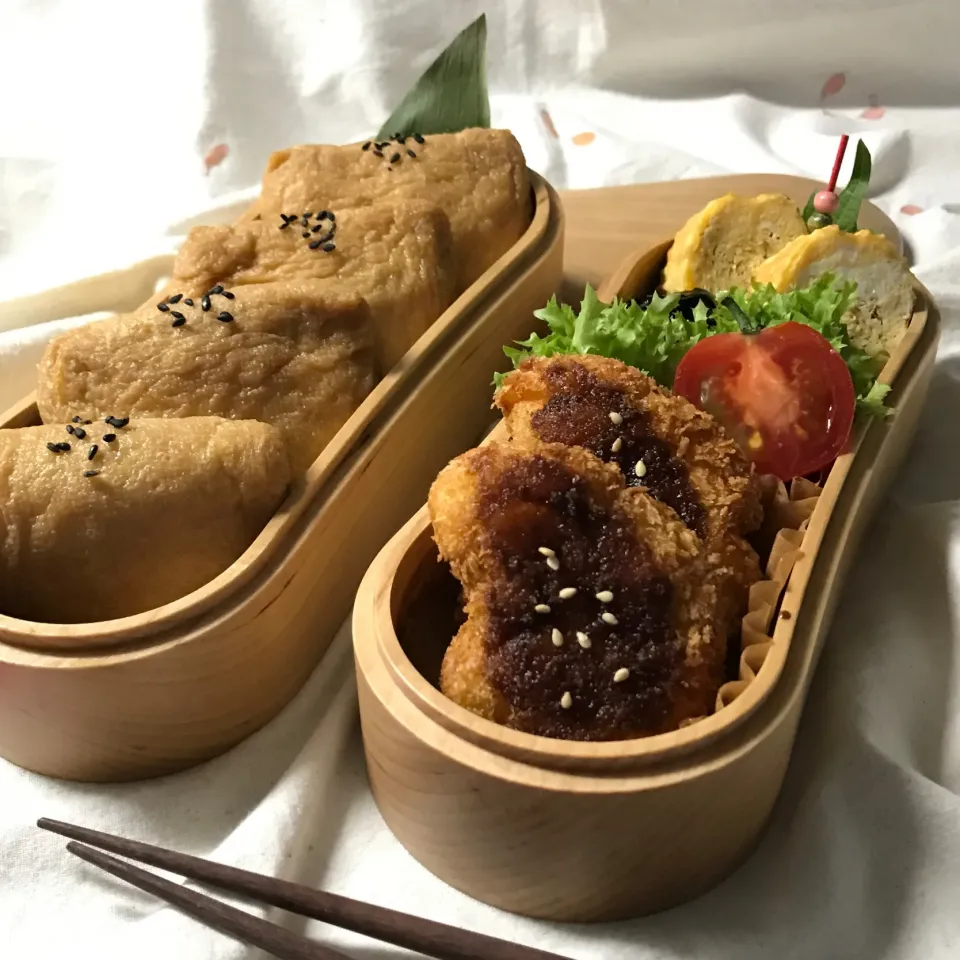 いなり寿司とエビカツ弁当|sasori595さん