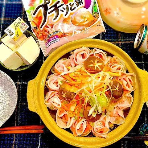 「アサヒスタイルフリー」を使ってみたSnapdishの料理・レシピ写真:豚バラ(薔薇🌹)とネギ盛り鍋🍲