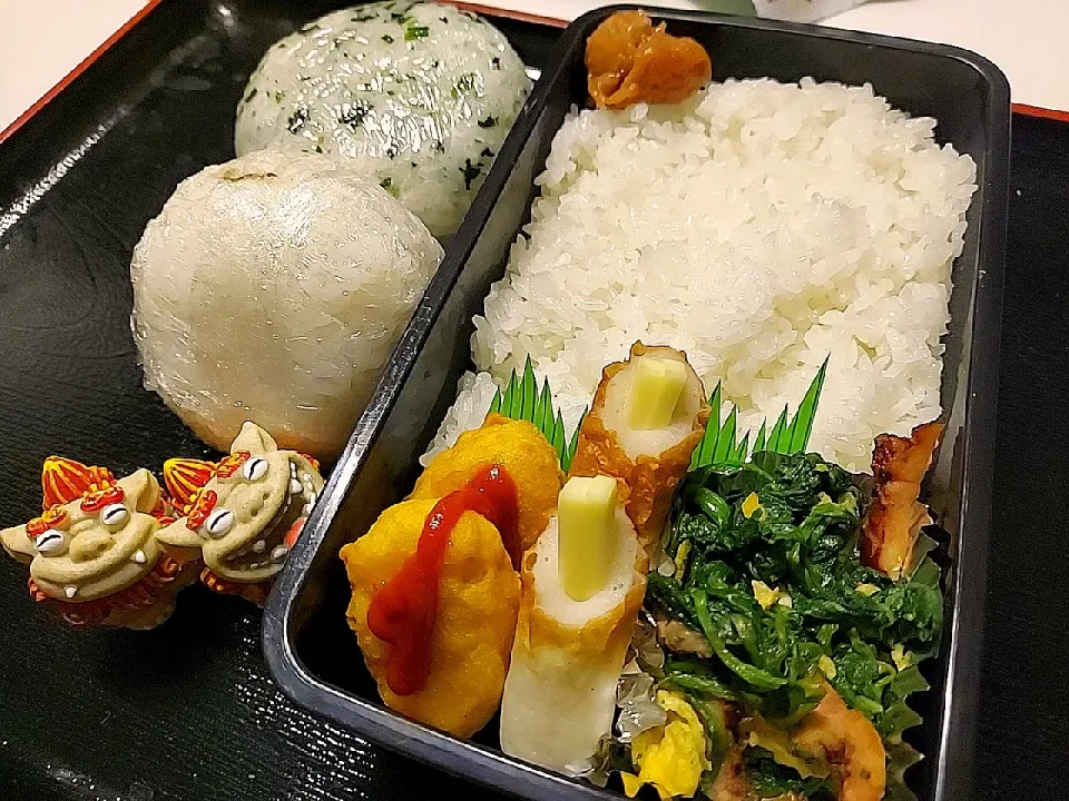 夫弁当、息子おむすび|みどりさん