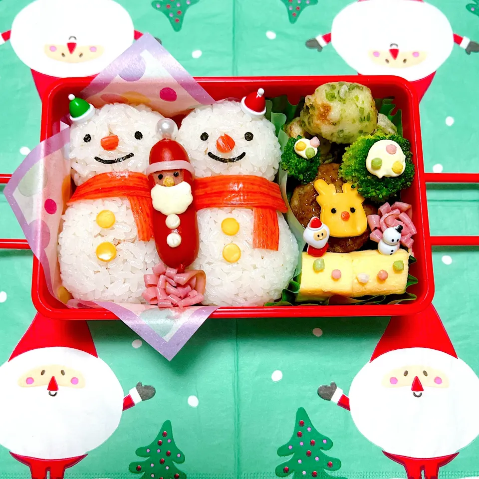 雪だるま⛄️おにぎりお弁当🍱|miyurumoさん