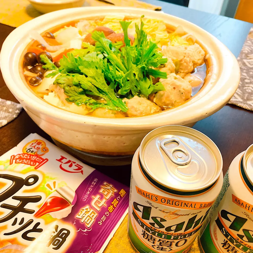 プチッと鍋で寄せ鍋and Asahiスタイルフリー|Atsukoさん