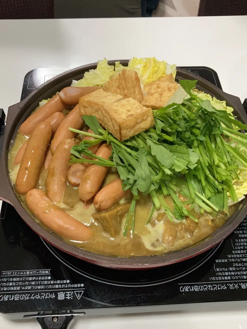 今日も鍋です🤣仕事から帰ってきてから、作ろうと思うと、鍋が多くなる(；´Д`A今日は豆乳カレー鍋。〆はリゾットかな。|Saharaさん