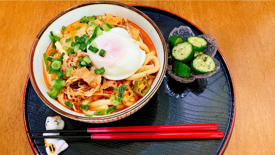 Snapdishの料理写真:キムチチゲうどん|ゆうかさんさん