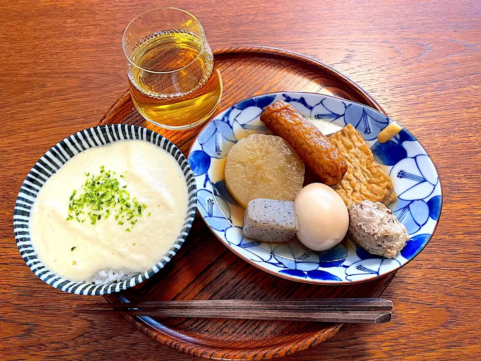 おでんととろろご飯|せんべいさんさん