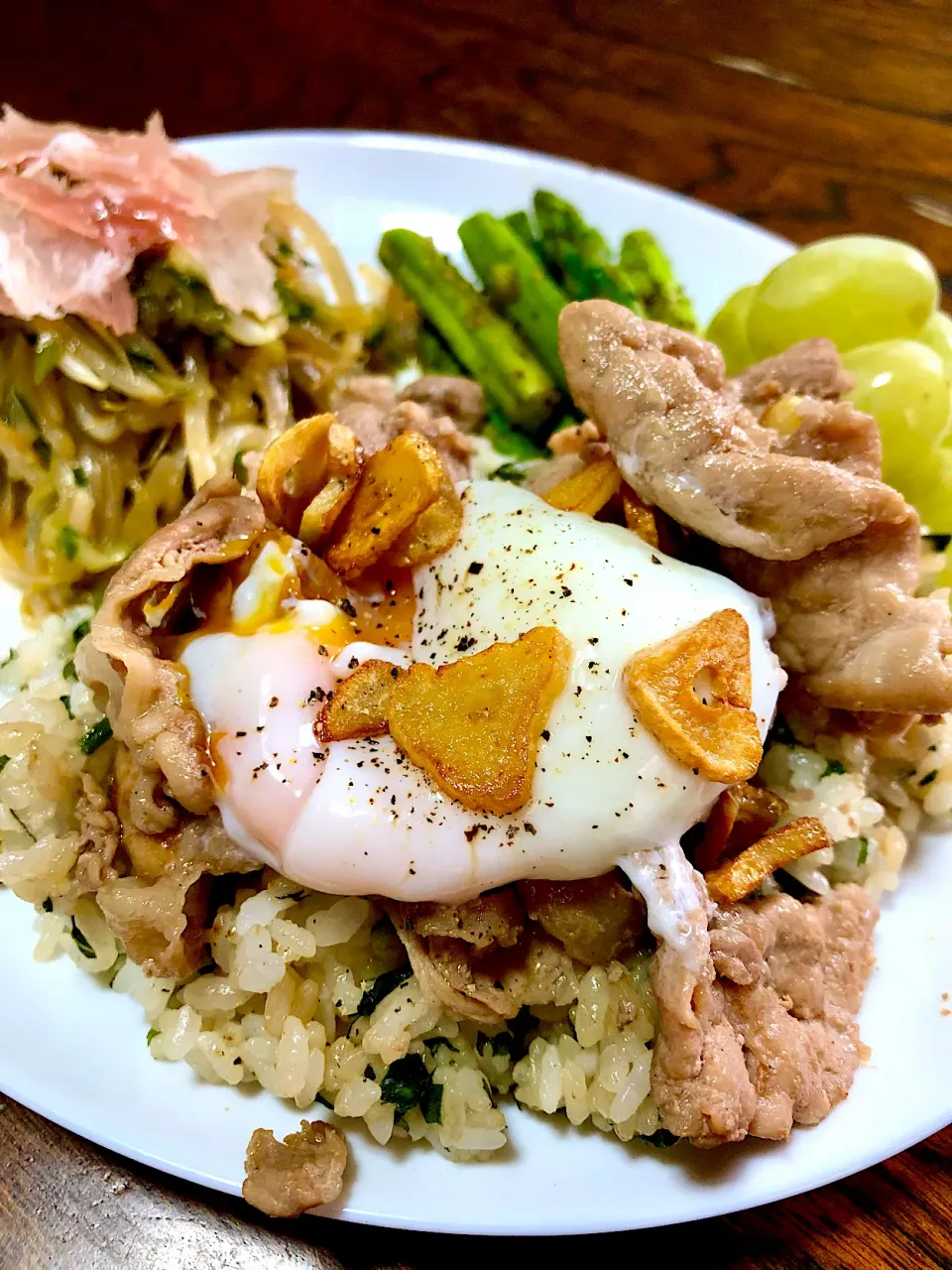 しそねぎ炒飯豚肉のせ|あおりんさん