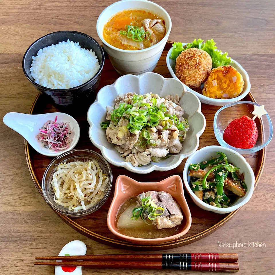 豚肉のネギ塩ダレ炒め定食♡|ナツ1224さん