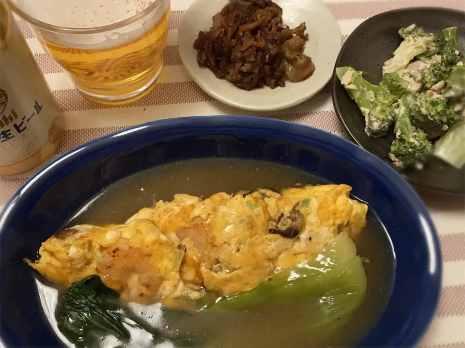 海老玉🦐ブロッコリーとツナのサラダ🥗蓮根のきんぴら🍺|gunlove❤さん