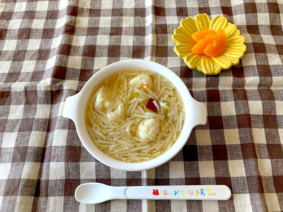 Snapdishの料理写真:【離乳食】つみれうどん、みかん|sayaさん