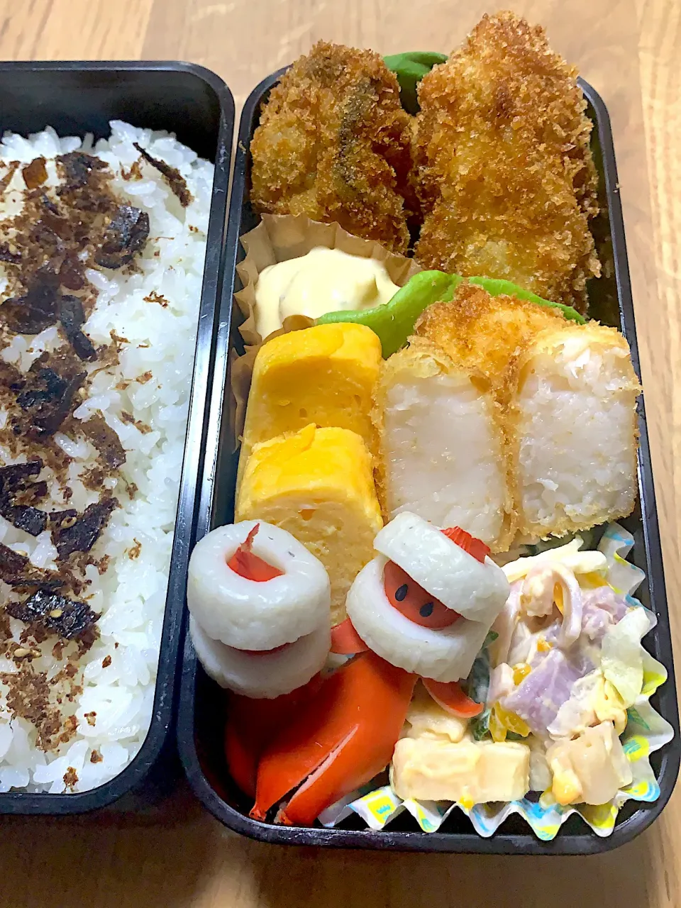 男子高校生のお弁当【牡蠣フライ帆立フライ】|ゆちさん