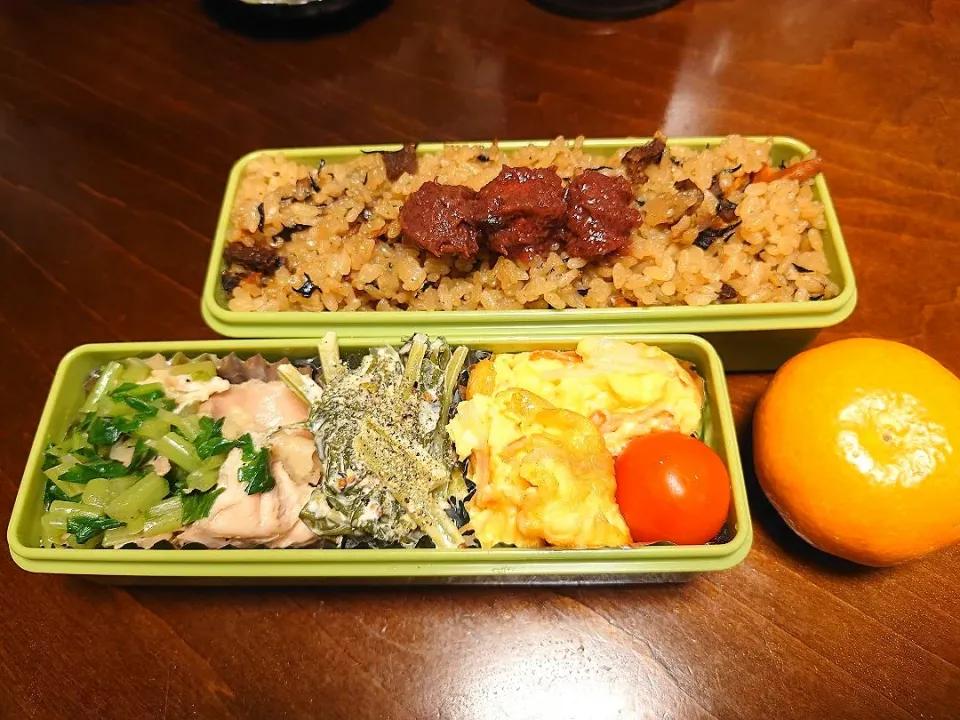 ひじき五目釜飯とチキンソテー弁当|りょーさん