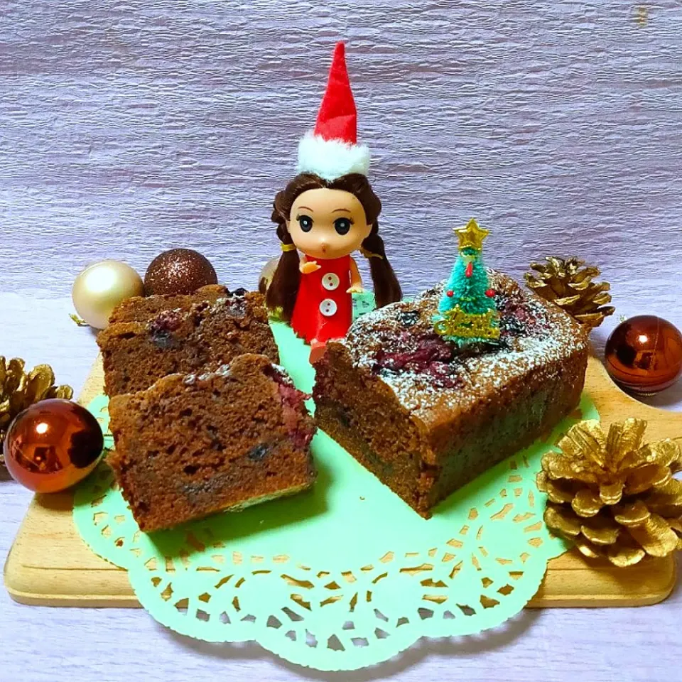 ダーリン作⸜🌷︎⸝‍
しっとりショコラパウンドケーキ
(ﾌﾞﾙｰﾍﾞﾘｰｼﾞｬﾑ＆MIXﾍﾞﾘｰ)
クリスマス🎅バージョン♡|キャサリンさん