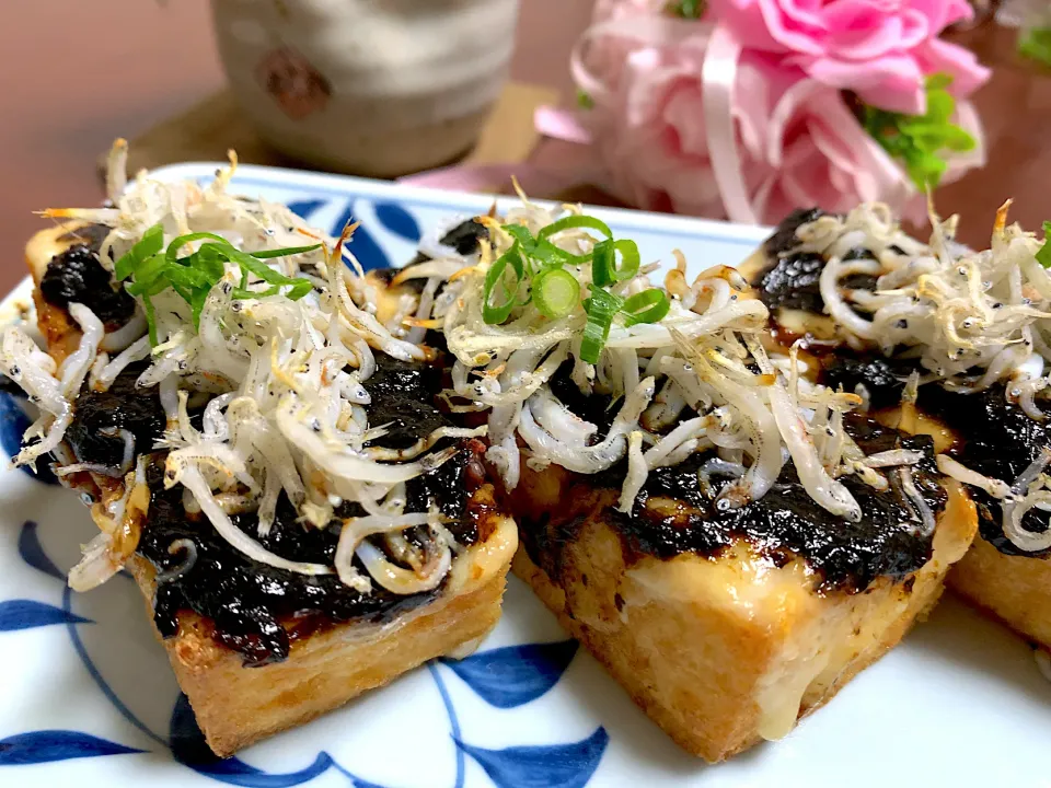 海苔としらすの焼き厚揚げ♡|ビーグルさん