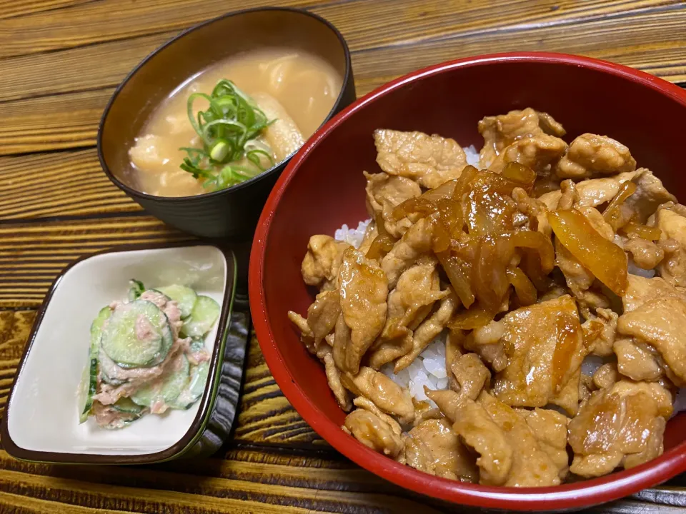 息子用 豚のしょうが焼き丼|ようか✩.*˚さん