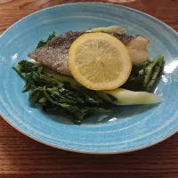 たらのレンジで酒蒸し
ネギと春菊と一緒に～|ガララさん