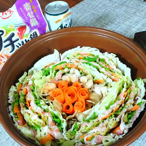 「アサヒスタイルフリー」を使ってみたSnapdishの料理・レシピ写真:豚肉と野菜のミルフィーユ プチッと鍋