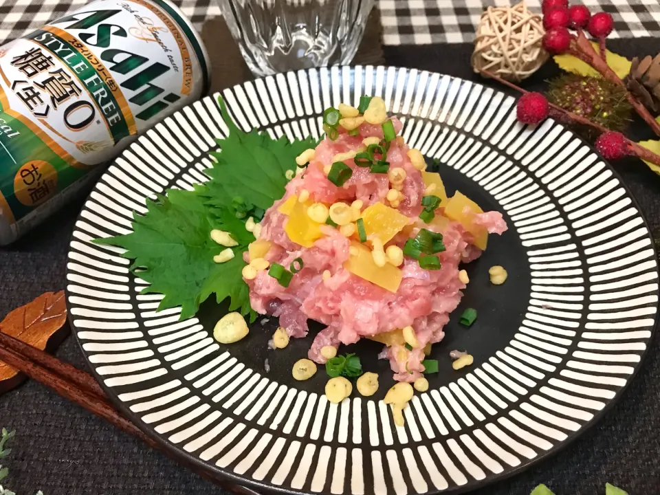 taruto⭐️さんの料理 まぐろのとろたく🐟✨天かすのせ🙌💕|まなまな♡さん