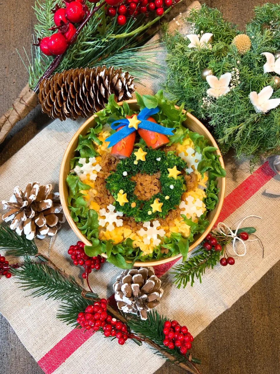 クリスマスリースのお弁当🎄|ふわくまさん