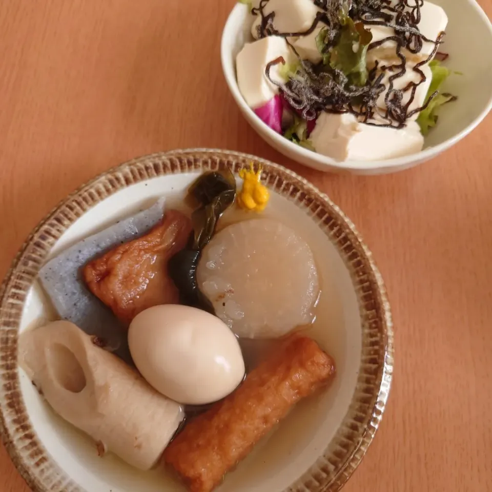 【昼ごはん】
おでん、豆腐サラダ|Rie*さん