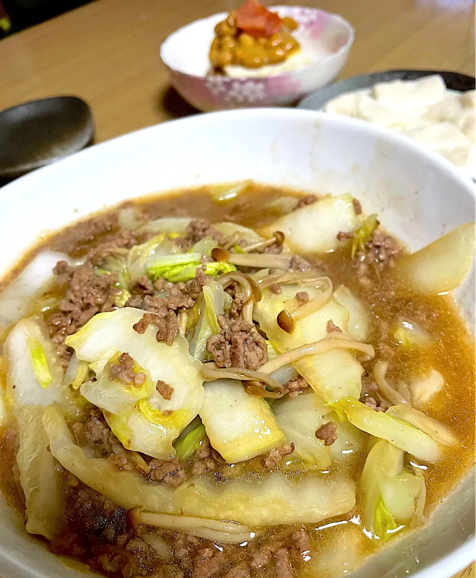 Snapdishの料理写真:鍋の残りで白菜と挽肉のトロトロ煮|Masamiさん