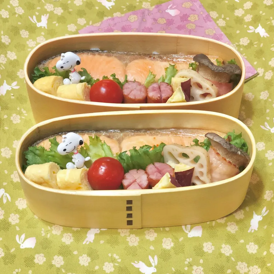 塩鮭グリル☘の双子ちゃんお弁当　11/18木|sweet homeさん